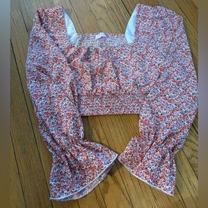 **SET**Pink Lily Vibrant Floral Smocked Skirt Set